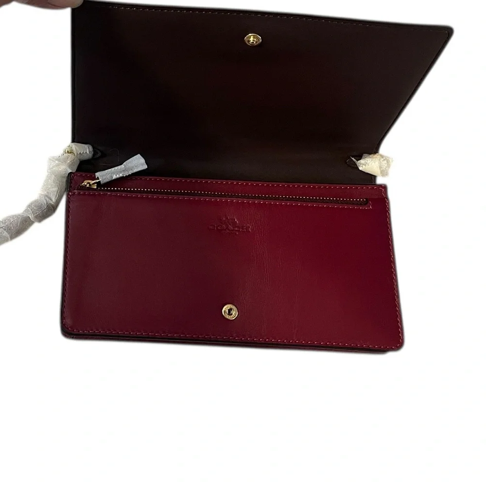 HP x 2 Coach Anna Fold Over Crossbody Clutch Bag Limited Holiday Bells Print NWT